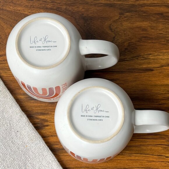 2 Stoneware Coffee Mugs Pease Love and Coffee Life at Home - Picture 8 of 9